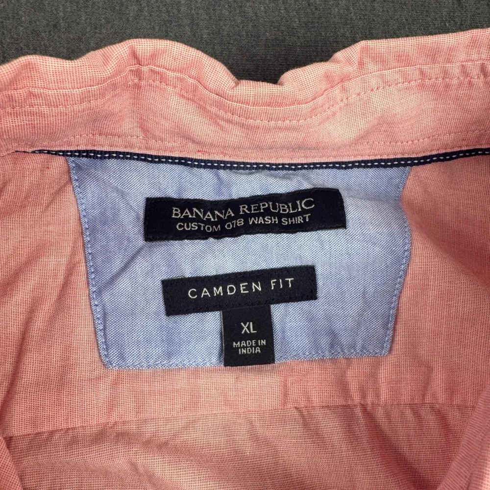 Banana Republic Custom 078 Wash Shirt Mens XL Camden Fit Pink Cotton Button Down